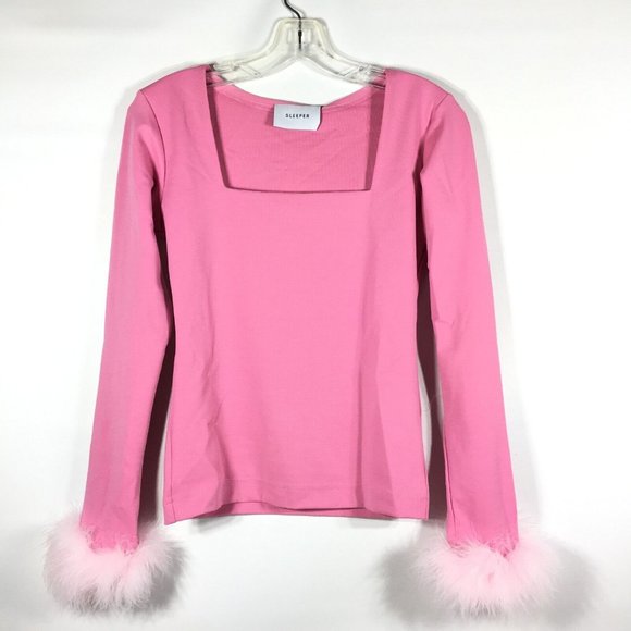 Sleeper Womens Weekend Chic Set Feather Top With Leggings XL 10-14 Pink - Picture 6 of 15